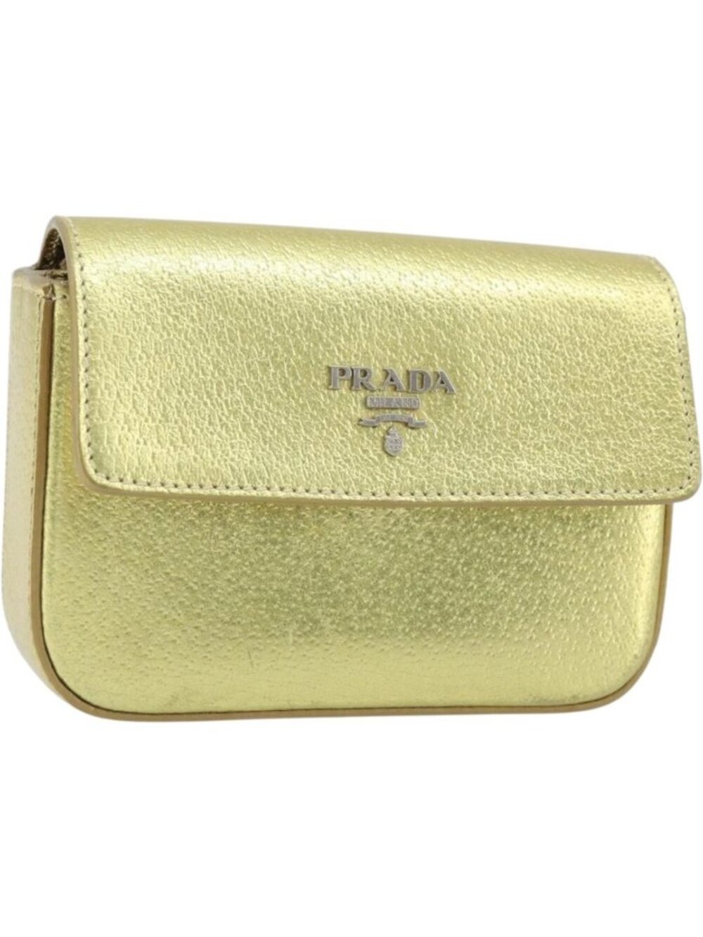 PRADA Pouch Leather Gold